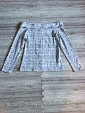 Banana Republic Women's Plaid Brushed Off the Shoulder Cowl Neck Sweater